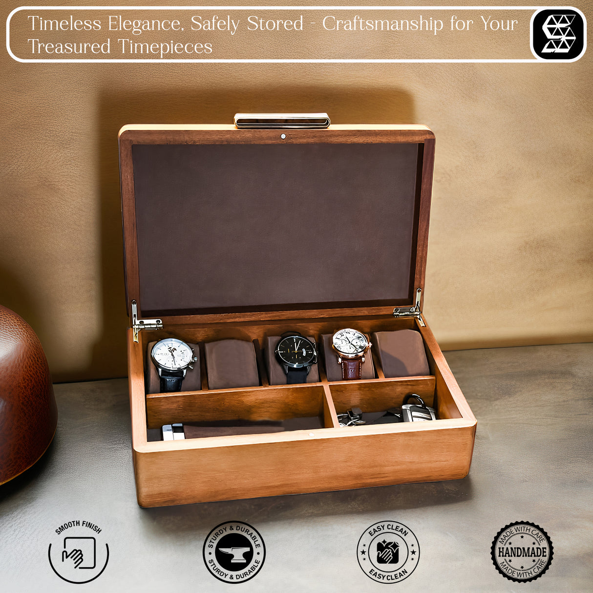 Saleberate Watch Box for Men - Personalized Wood Organizer, Perfect Valentine Gift