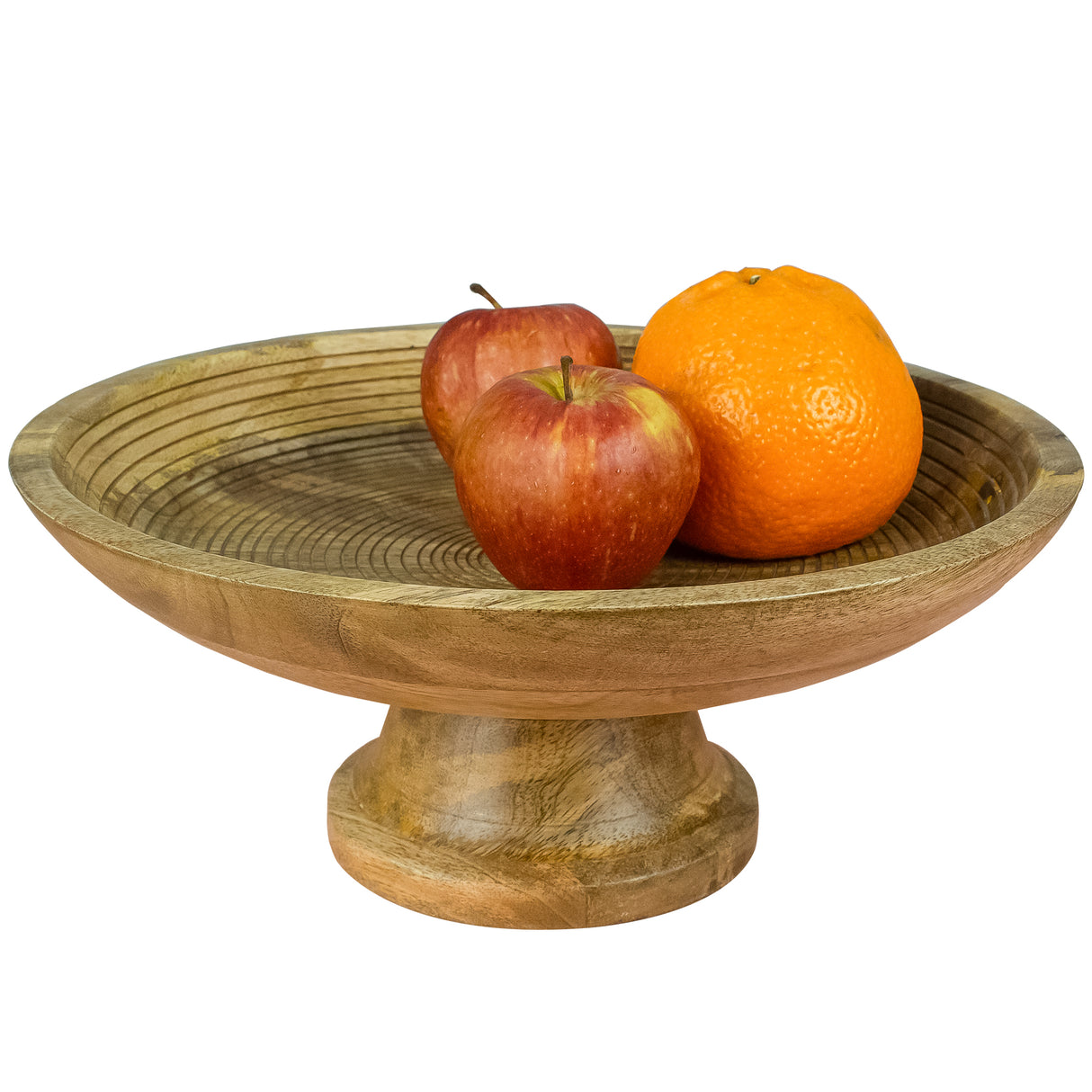 Wooden Pedestal Bowl for Fruit with Detachable Base for Home and Kitchen Design (Brown)