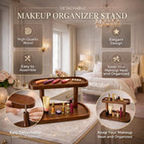 2-Tier Wooden Makeup Organizer for Vanity – Cosmetic, Skincare & Perfume Countertop Storage