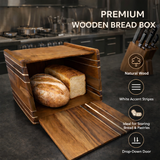 Wooden Bread Storage Box with Lid – Handcrafted Countertop Organizer for Kitchen