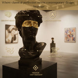 Modern David Head Sculpture with Gold Mask – Luxury Abstract Art Bust for Living Room, Office & Contemporary Home Décor