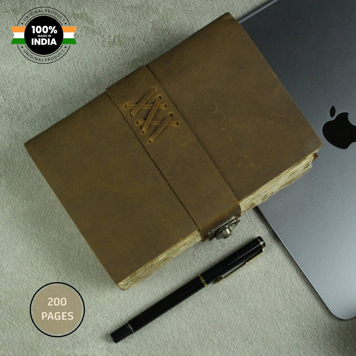 Brown Leather Journal with a Side Lock