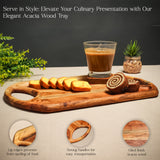 Elegant Wooden Serving Tray with Handles – Rustic Food Tray for Kitchen & Entertaining