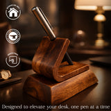 Bent Wood Pen Holder in Solid Walnut | Luxury Wooden Desk Organizer | Handcrafted Pen Stand for Office, Writers & Gifts