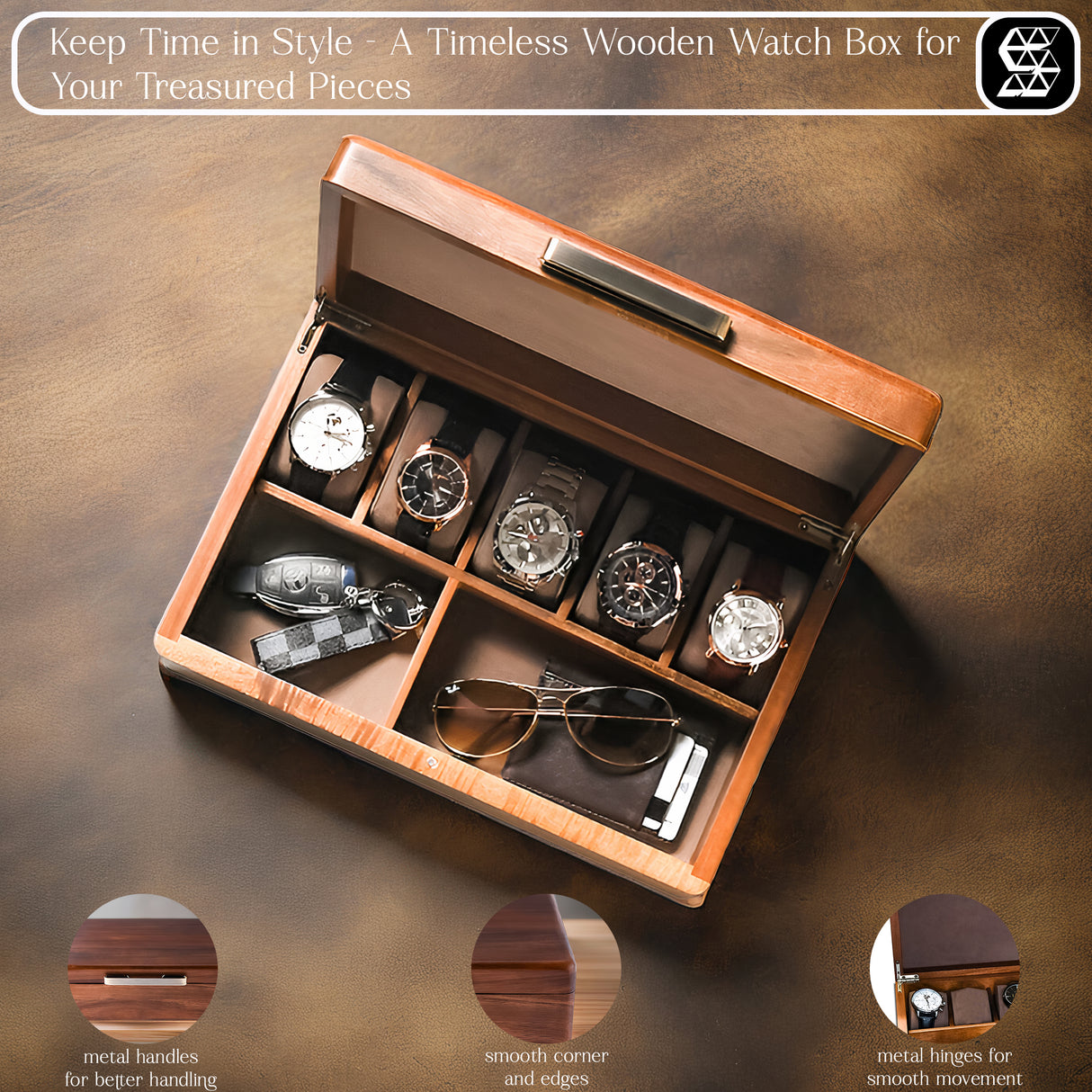 Luxury Acacia Wood Watch Box – Premium Organizer for Watches and Accessories