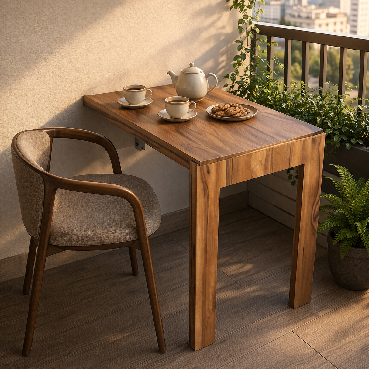 Wall Mounted Folding Table Wooden – Foldable Desk for Study, Dining, Work, Laptop Table for Small Spaces & Home