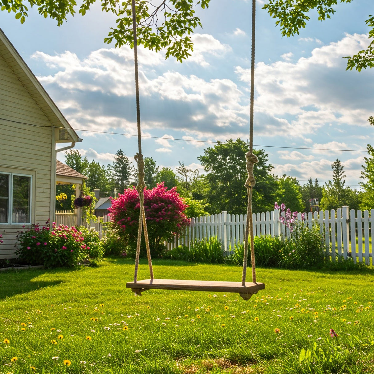 Wooden Tree Swing for Adults & Kids – Heavy Duty Outdoor Swing with Jute Rope, Rustic Yard or Garden Swing Seat, Handmade Bench Swing Gift