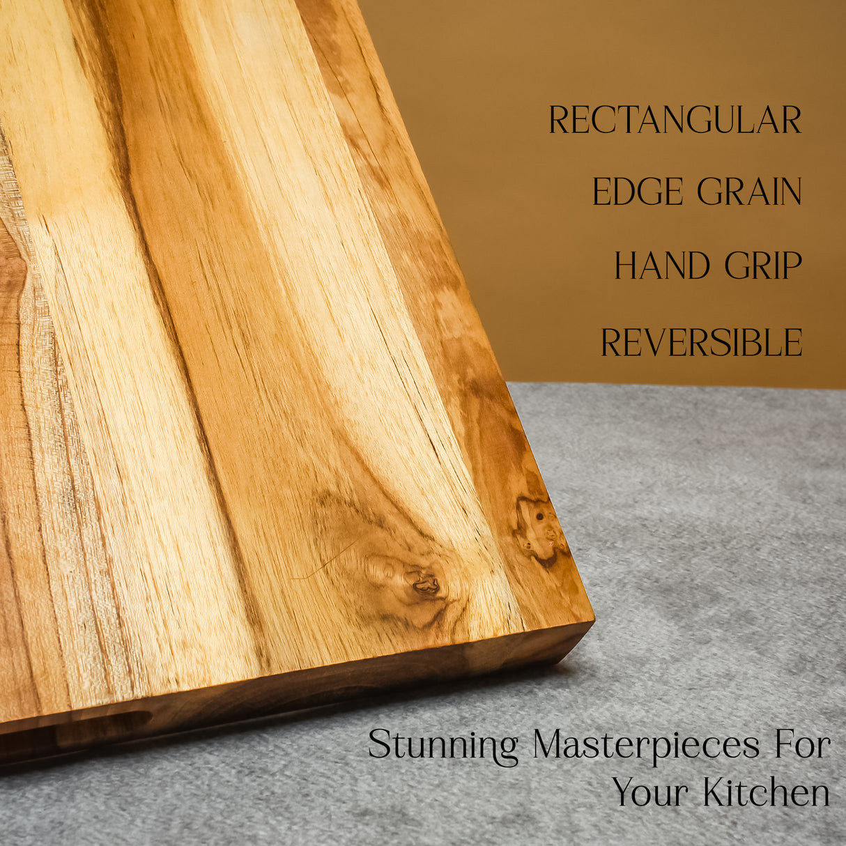 Teak Wood Cutting Board – Groove-Free, Edge Grain Kitchen Prep & Serving Board