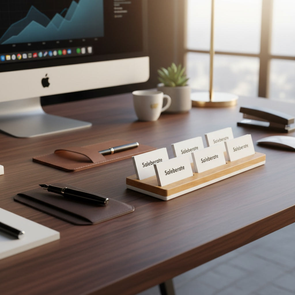Solid Wood Business Card Holder Stand – Premium Wooden Visiting Card Display for Office Desk, Reception Counter, Clinic & Corporate Workspace Decor
