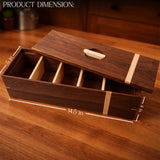 Luxury Walnut Tea Box with Maple Inlay – Wooden Tea Organizer for Tea Bags, Kitchen & Gifts
