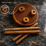 Handcrafted Wooden Round Side Table with Detachable Legs – Solid Wood Accent Table for Living Room, Bedroom & Home Décor