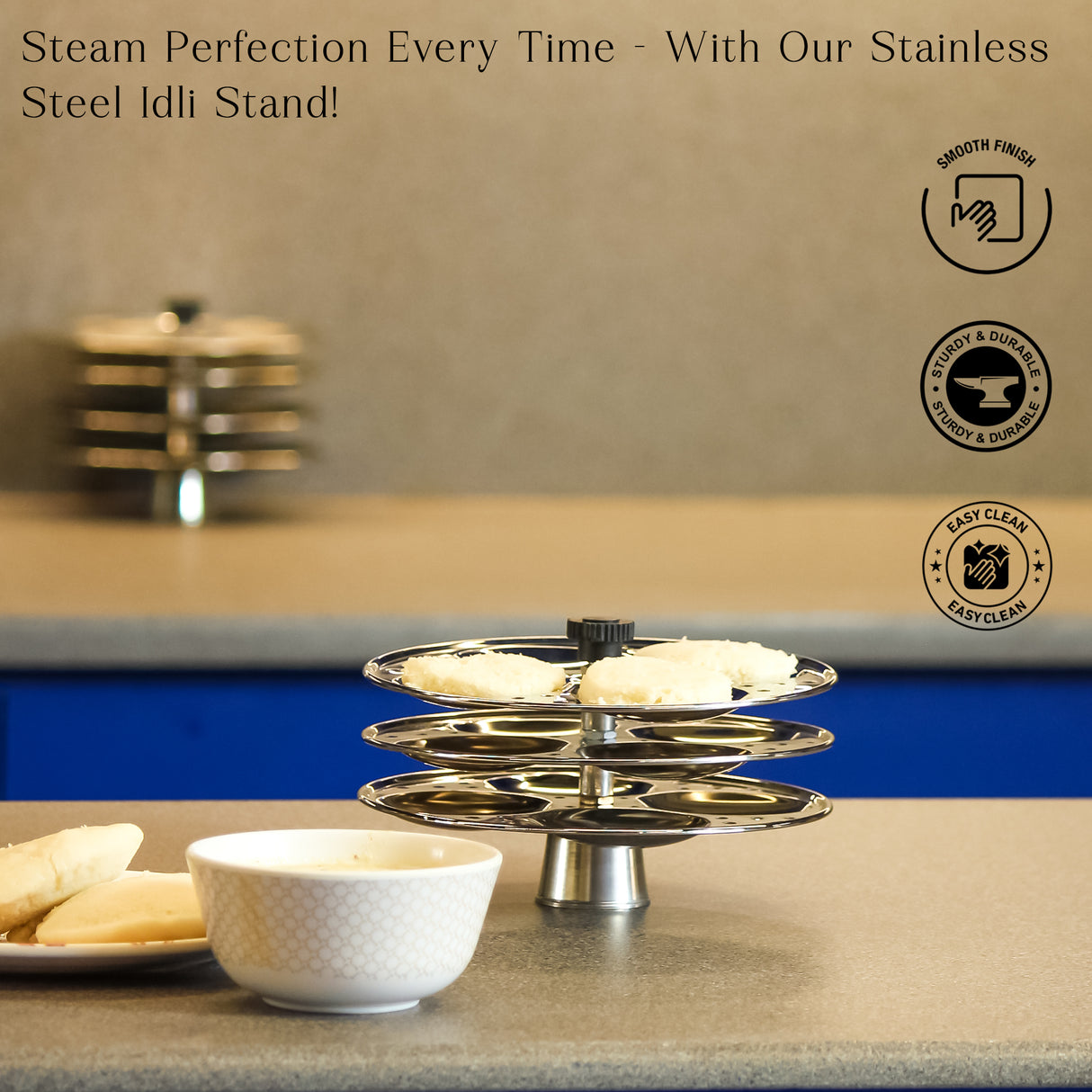 Stainless Steel Idli Stand 3 & 4 Layer – Premium Quality Idli Maker for Soft Idlis – Steamer Rack for Pressure Cooker and Pot