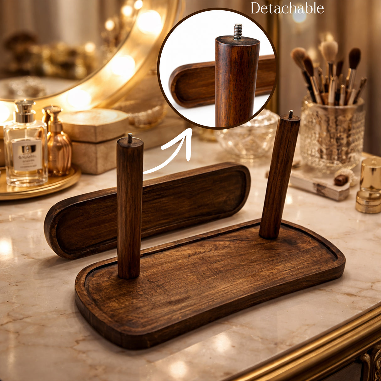 2-Tier Wooden Makeup Organizer for Vanity – Cosmetic, Skincare & Perfume Countertop Storage