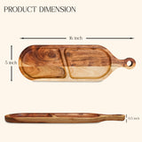 Long Acacia Wood 2-Section Serving Board with Handle – Dark Finish for Cheese & Meat