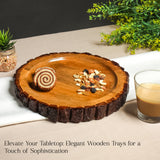 Wooden Round Bark Tray Set of 3 – Rustic Serving Trays with Natural Wood Edges