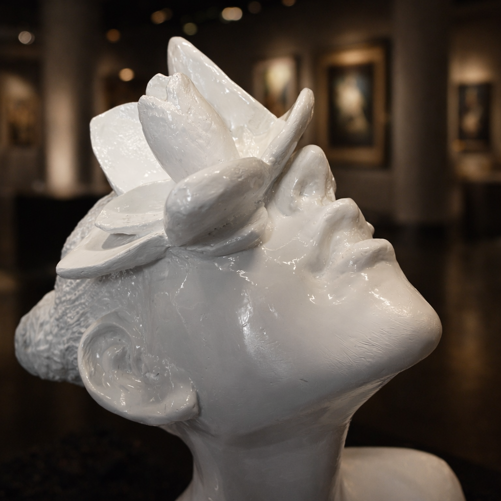 Daughter of Fauna – Abstract White Ceramic Sculpture Bust, Modern Artistic Female Figurine for Home & Gallery Decor