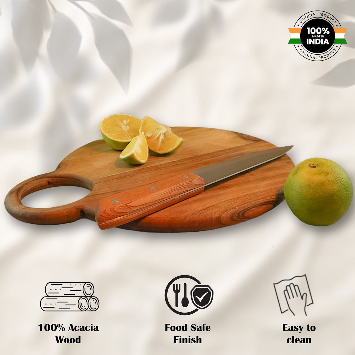 Handcrafted Acacia Round Cutting Board – Durable Chopping & Serving Essential