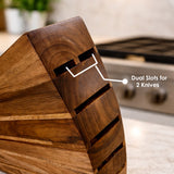 Handcrafted Wooden Knife Block – Magnetized Fan Line Design, 7-Knife Capacity