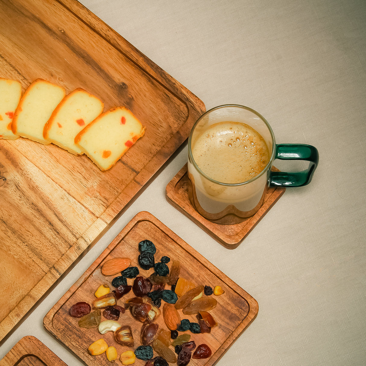 Premium Wooden Square Platters Set of 5 – Serving Trays for Appetizers & Snacks