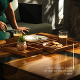 Wooden Serving Tray Set – 3-Piece Acacia Wood Breakfast, Coffee & Tea Trays with Handles – Decorative & Durable Kitchen Serving Platters