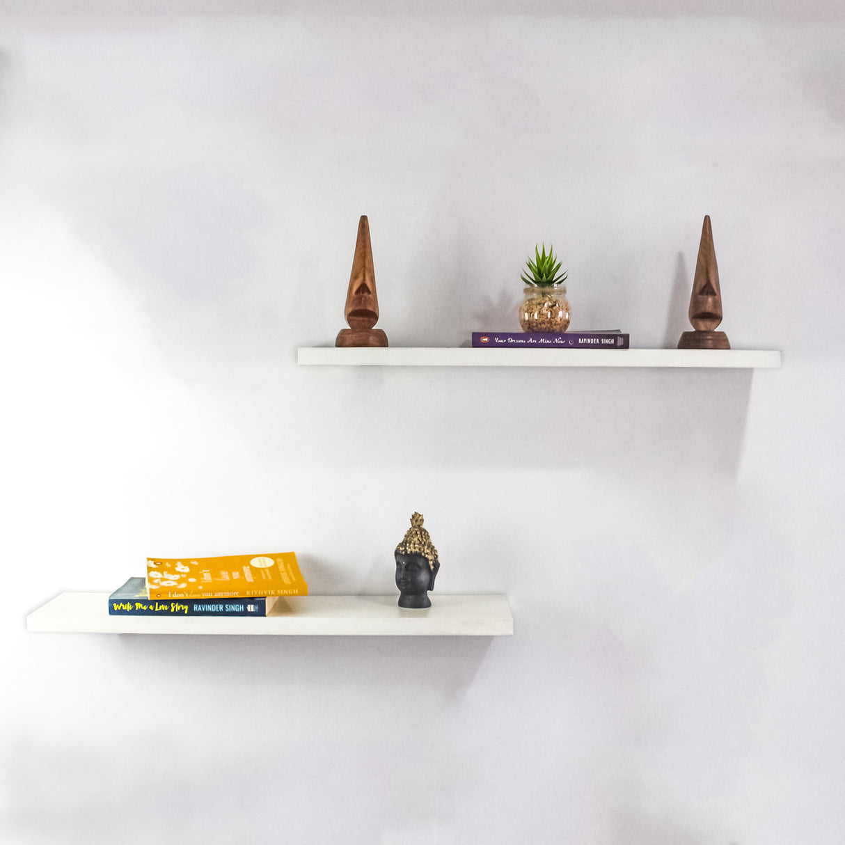 Wooden DIY Floating Wall Shelf Set of 2