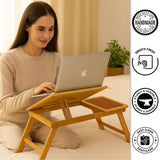 Adjustable Foldable Wooden Lap Desk with Built-in Storage Drawers – Portable Laptop Stand & Breakfast Tray for Bed, Couch, or Sofa Use