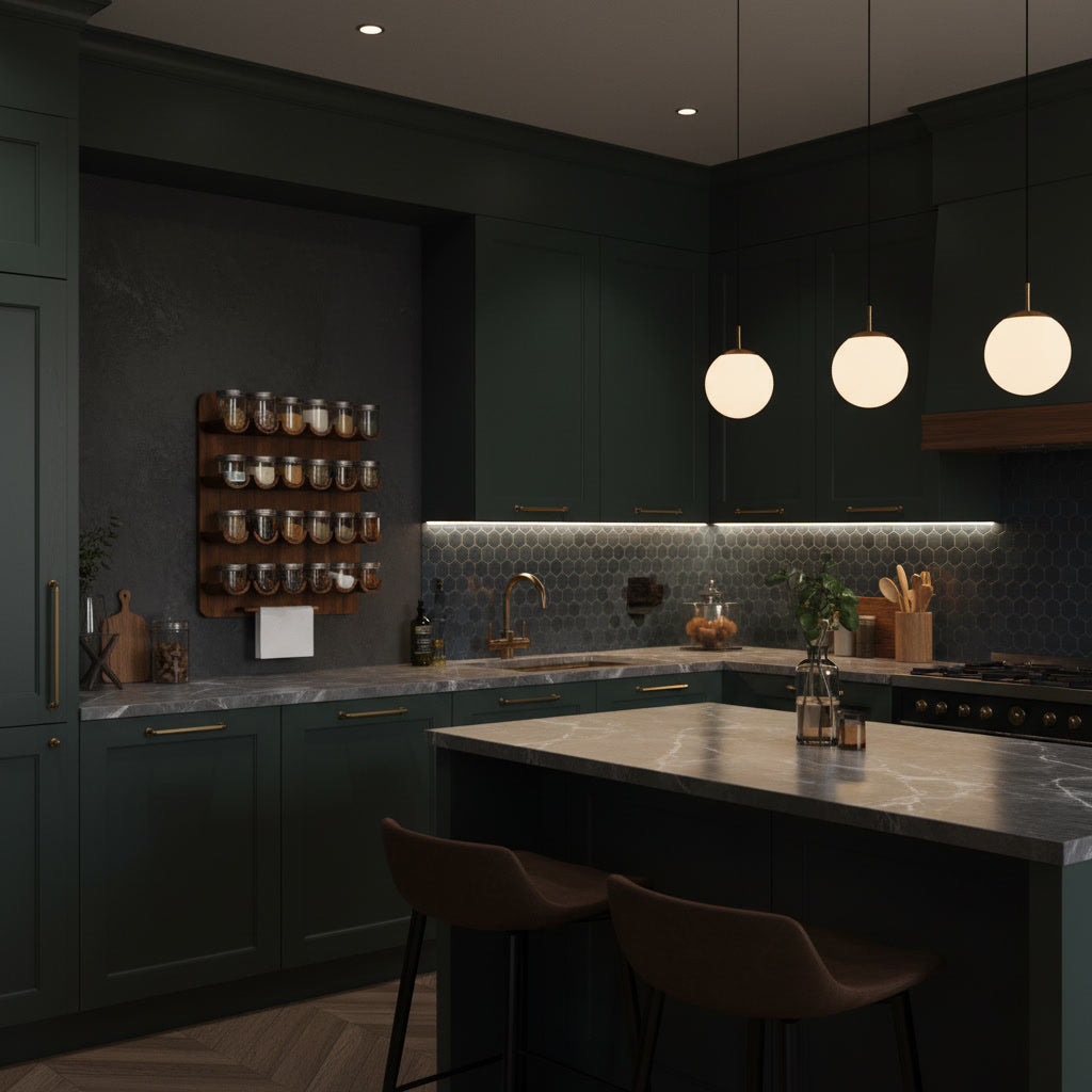 Premium Wooden Wall Spice Rack Organizer with Jars – Vertical Space Saving Masala Stand for Modern Kitchens