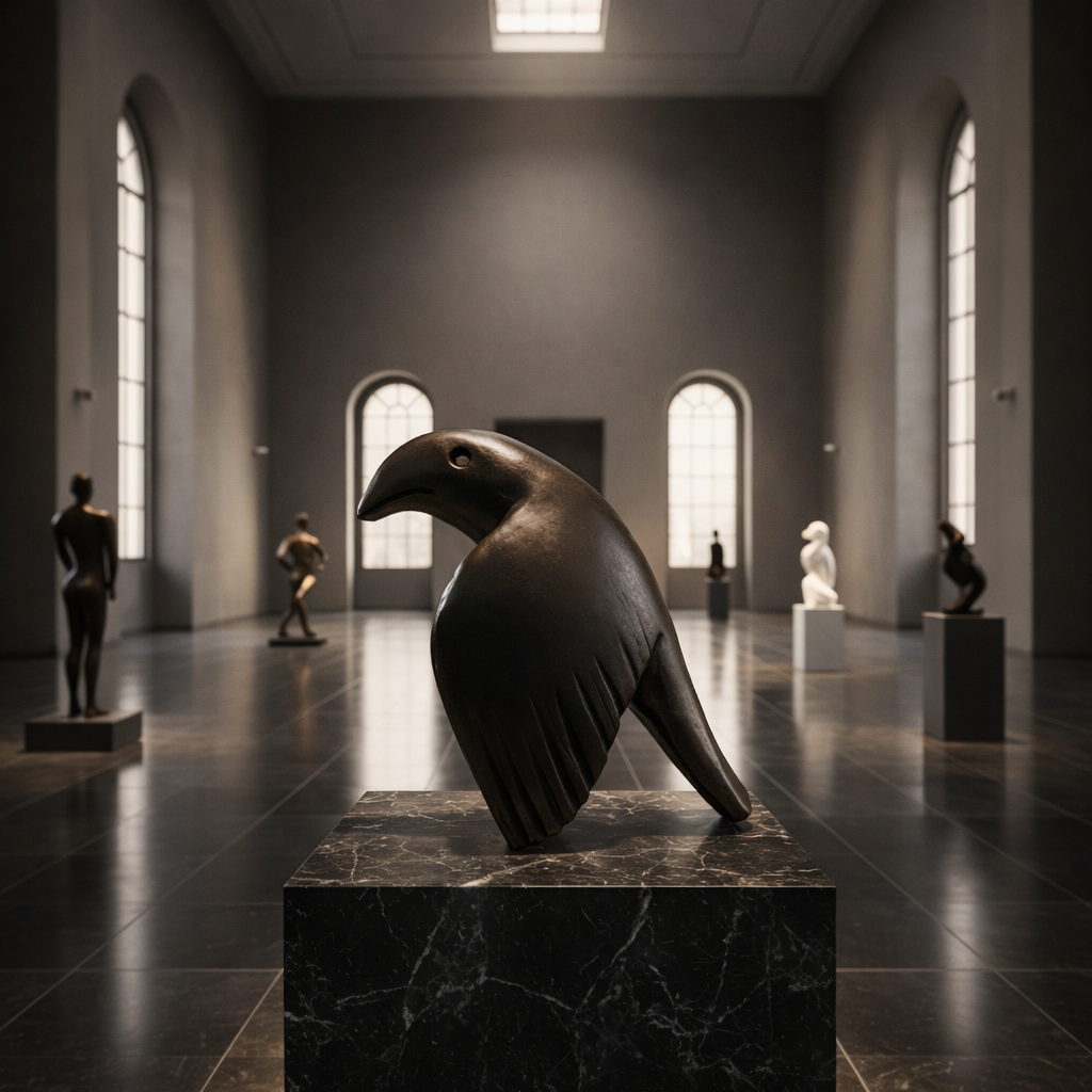 Handcrafted Raven Sculpture – Modern Abstract Black Bird Statue for Home Decor, Minimalist Tabletop Art Accent