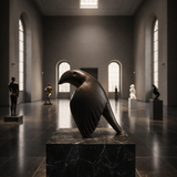 Handcrafted Raven Sculpture – Modern Abstract Black Bird Statue for Home Decor, Minimalist Tabletop Art Accent