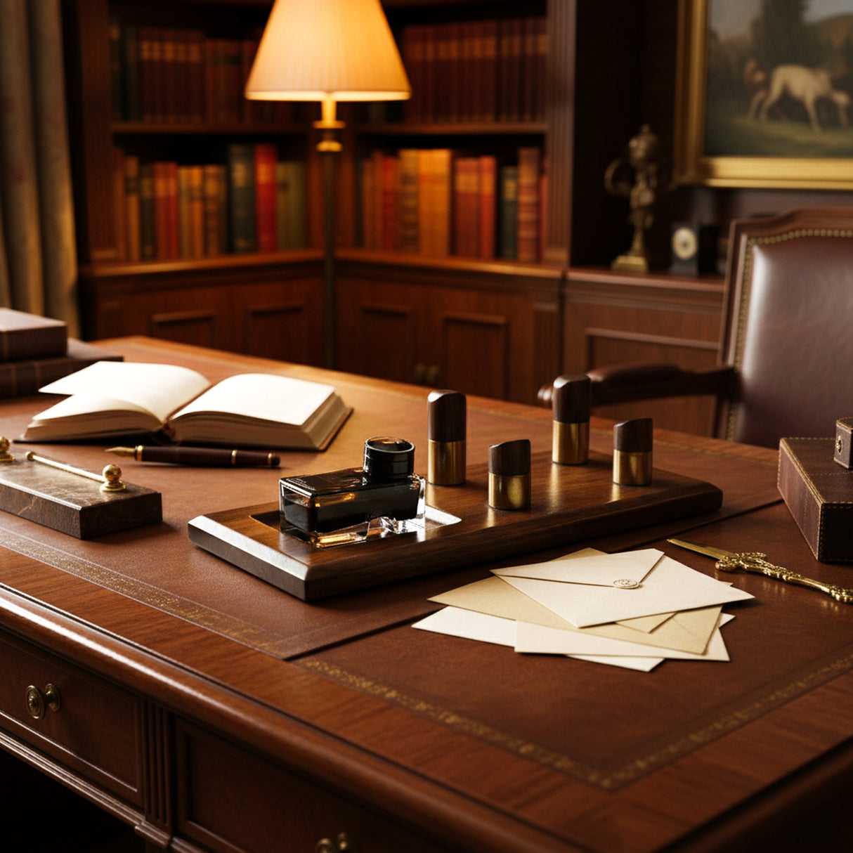 Solid Wood Pen Display Stand with Ink Holder – Premium Desk Organizer