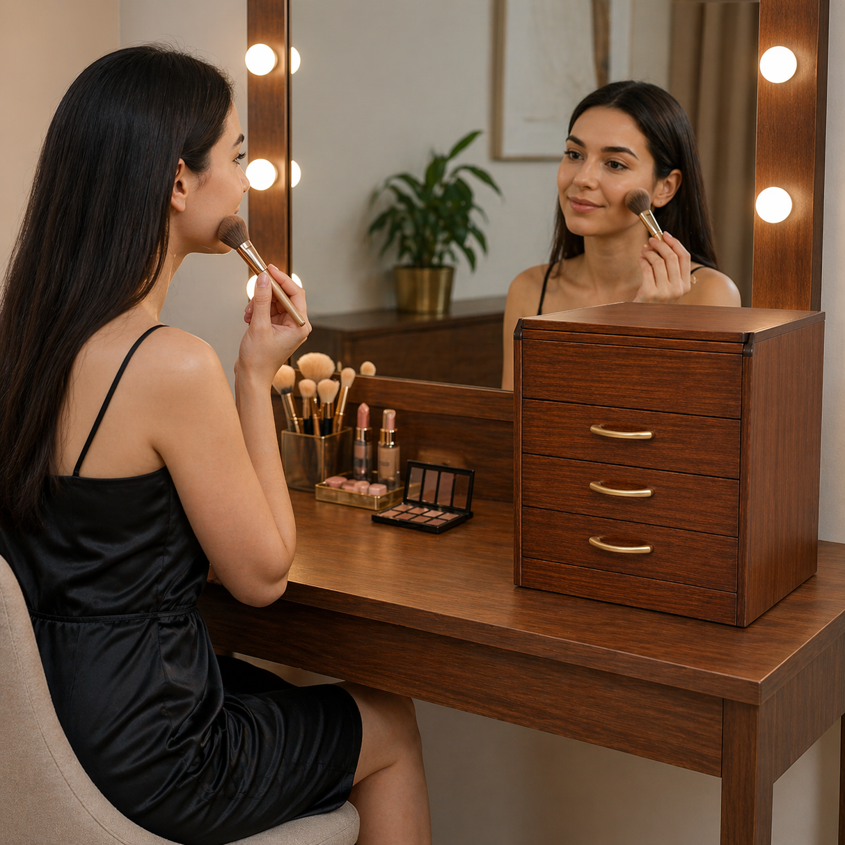 Multi-Drawer Wooden Cosmetic Storage Box | Makeup Organizer for Vanity & Dressing Table