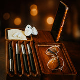 Premium Walnut Desk Docking Station – Handcrafted Wooden Organizer for Phone, Glasses & Daily Essentials