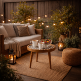 Handcrafted Wooden Round Side Table – Solid Wood Accent Table with Designer Inlay Top for Living Room, Bedroom & Home Décor