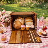 Wooden Bread Storage Box with Lid – Handcrafted Countertop Organizer for Kitchen