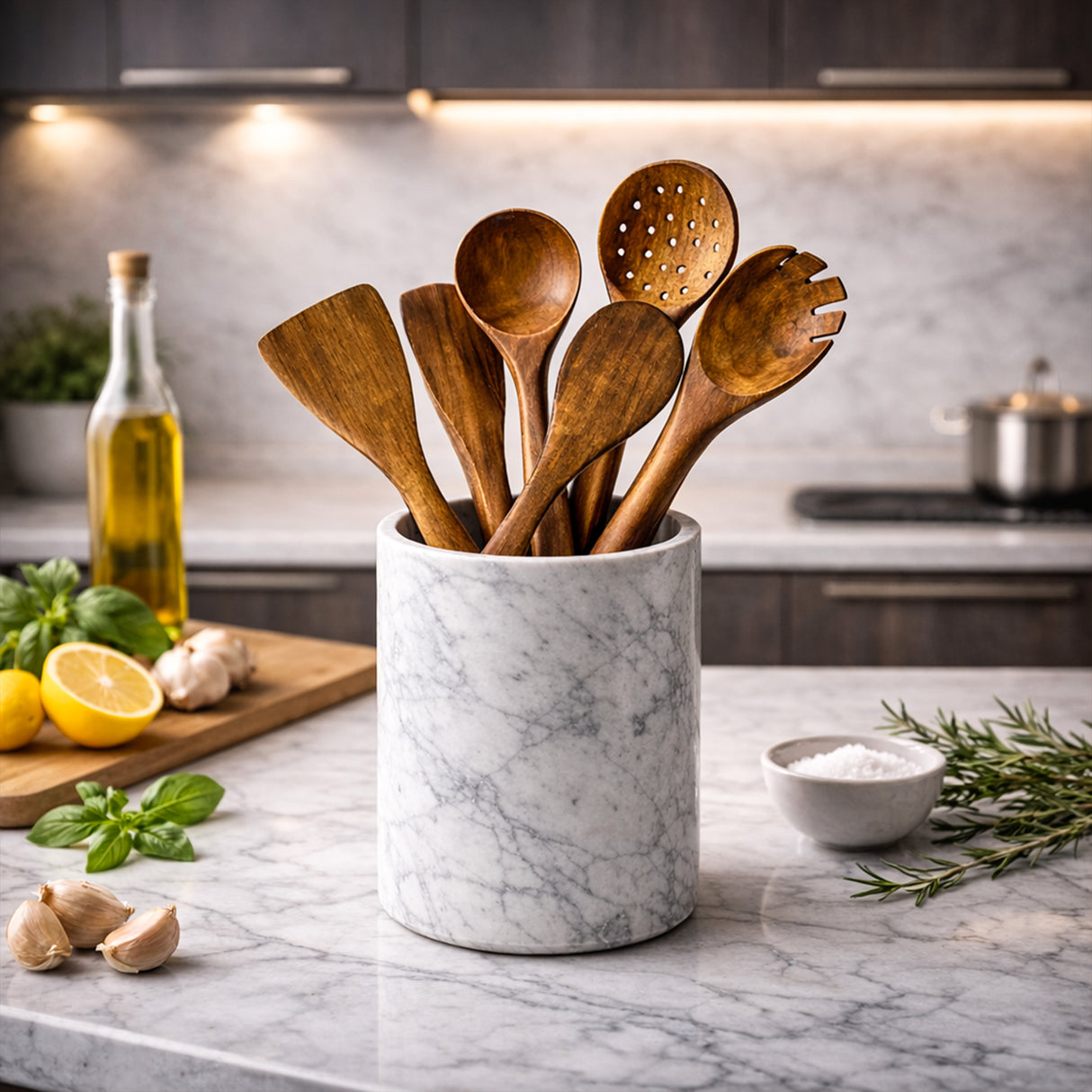 Handcrafted Wooden Spatula Set of 6 - Natural Wood Cooking Utensils, Heat Safe Kitchen Tools-Farmhouse Kitchen Gift by Saleberat