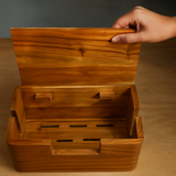 Handcrafted Wooden Cable Management Box - Premium Power Strip & Wire Organizer for Desk and Bedside