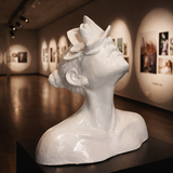 Daughter of Fauna – Abstract White Ceramic Sculpture Bust, Modern Artistic Female Figurine for Home & Gallery Decor