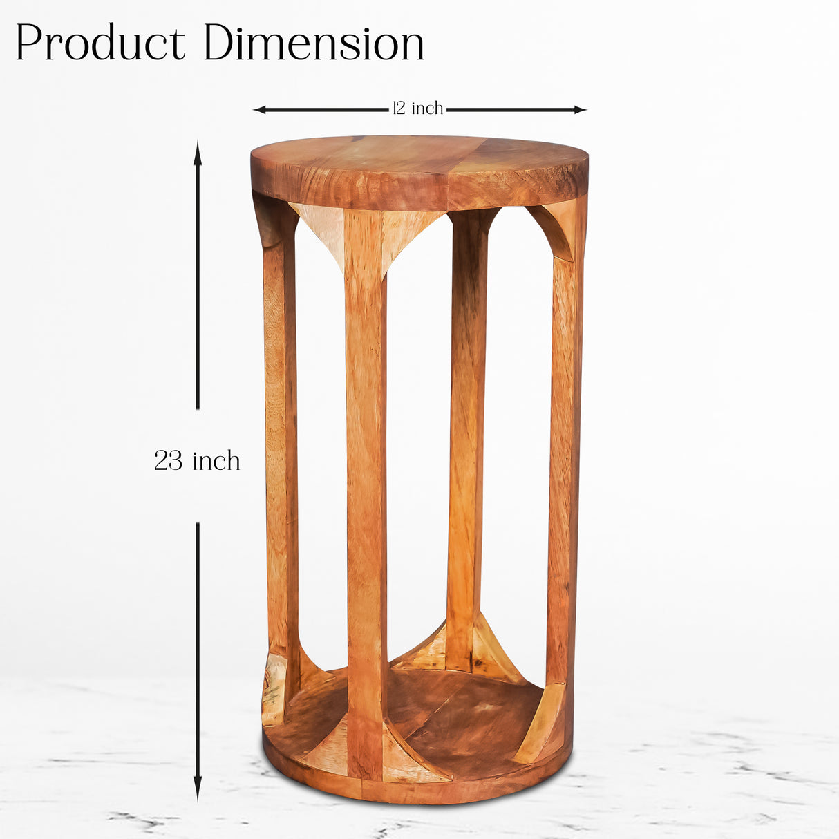 Stylish Wooden Round Display Table (12 x 12 x 23) for Compact Home Décor and Design