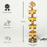 Saleberate Electric Golden LED Diya Lamp with Om Design | Multi-Layer Temple Pooja Diya Light for Home, Mandir & Festivals