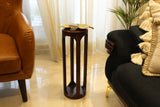 Luxury Wooden Display Table with 24K Dipped Gold Rose for Home Decor