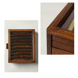 Elegant Wooden Pen Organizer with Glass Top & Brass Accents – Perfect Desk Gift