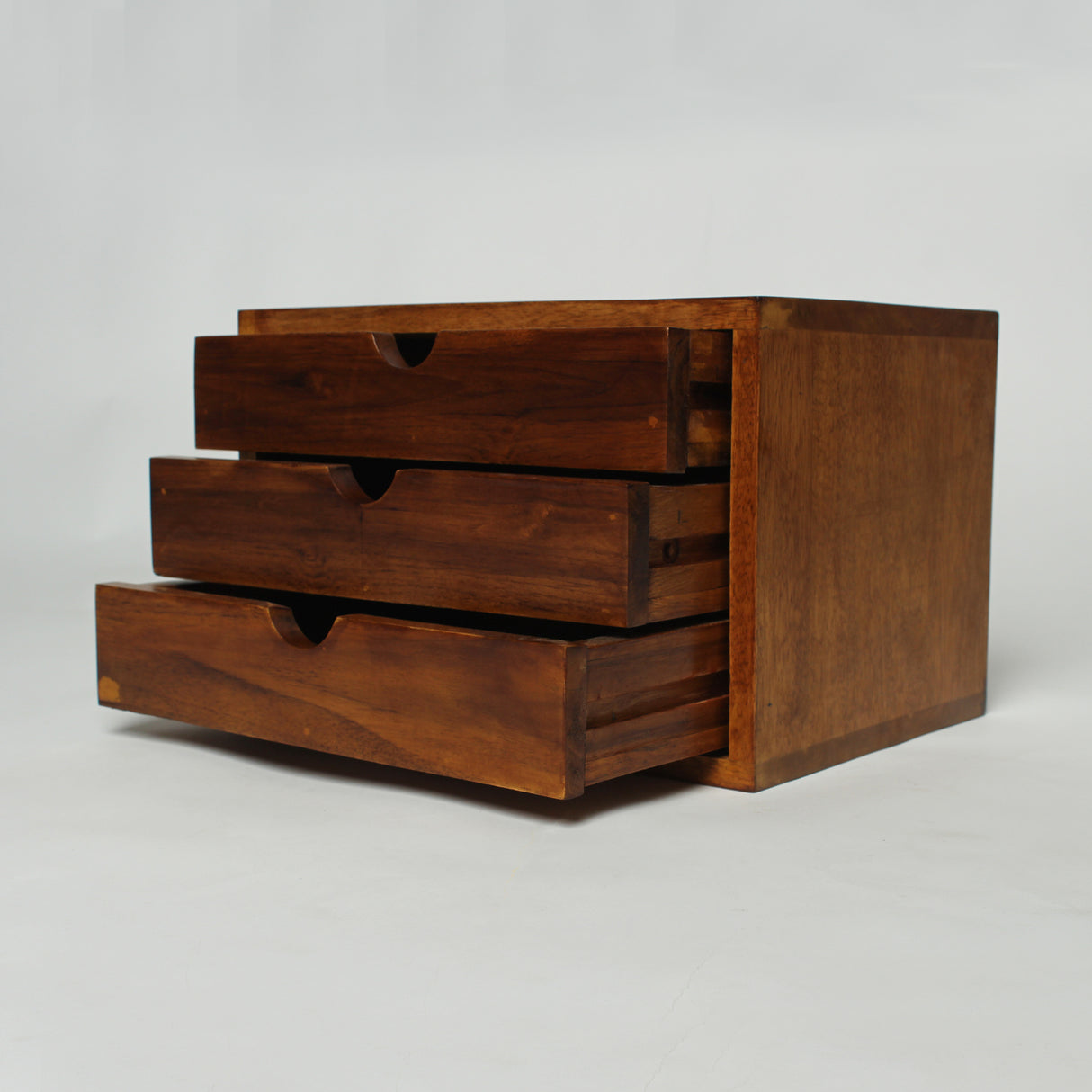 Handcrafted Wooden 3-Drawer Storage Organizer – Solid Wood Desktop Chest