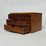 Handcrafted Wooden 3-Drawer Storage Organizer – Solid Wood Desktop Chest