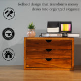 Handcrafted Wooden 3-Drawer Storage Organizer – Solid Wood Desktop Chest
