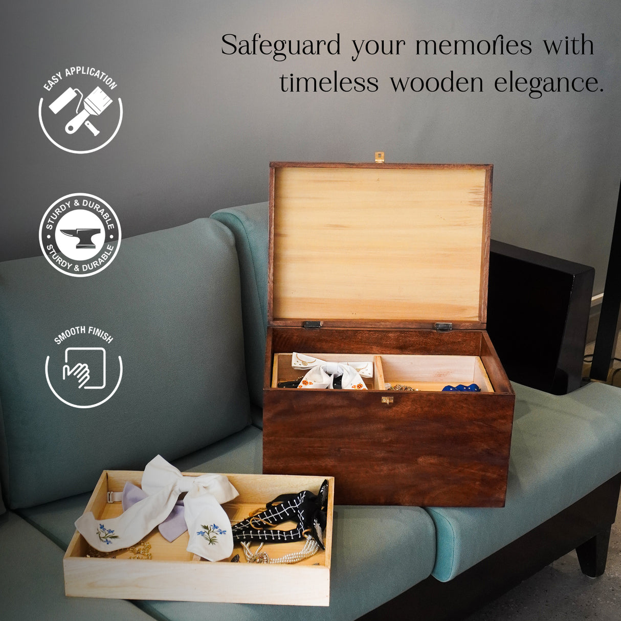 Luxury Wooden Keepsake Memory Box–Secure Elegant Storage