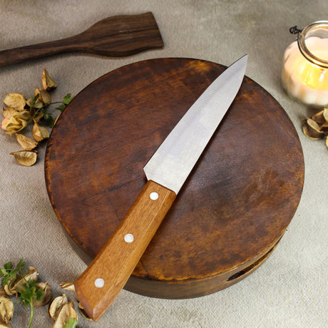 Wooden Round Butcher Block – Mango Wood, Meat Cutting, Kitchen Prep Block