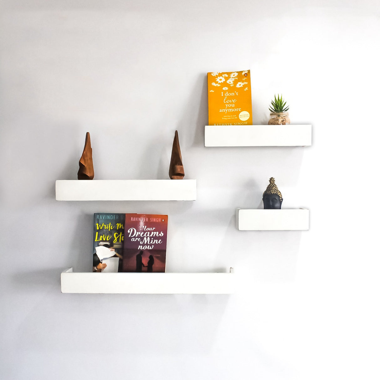 Modern 4-Piece Wooden Floating Shelves