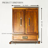 Handcrafted Teak Wood Jewellery Cabinet – Spacious 16×20×3.2 Inch Organizer with Drawer & Multi-Storage Sections