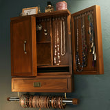 Handcrafted Teak Wood Jewellery Cabinet – Spacious 16×20×3.2 Inch Organizer with Drawer & Multi-Storage Sections