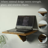 Premium Wall-Mounted Wooden Laptop Shelf | Space-Saving Foldable Desk for Work-from-Home | Strong Support Stand | Smooth Finish | Study & Office Table for Small Spaces